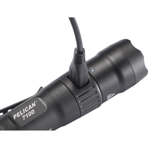 PELICAN 7100 Rechargeable Tactical Flashlight (Black)-Optics Force