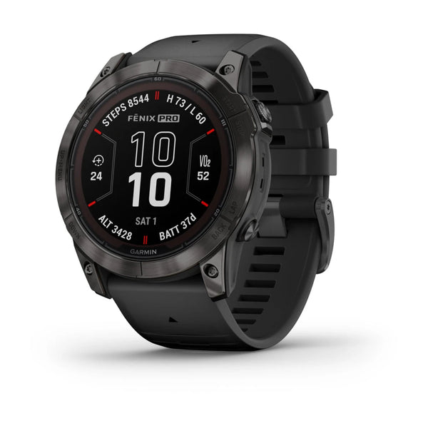 Garmin Fēnix® 7X Pro – Sapphire Solar Edition 51mm-Carbon Gray DLC Titanium with Black Band-Optics Force