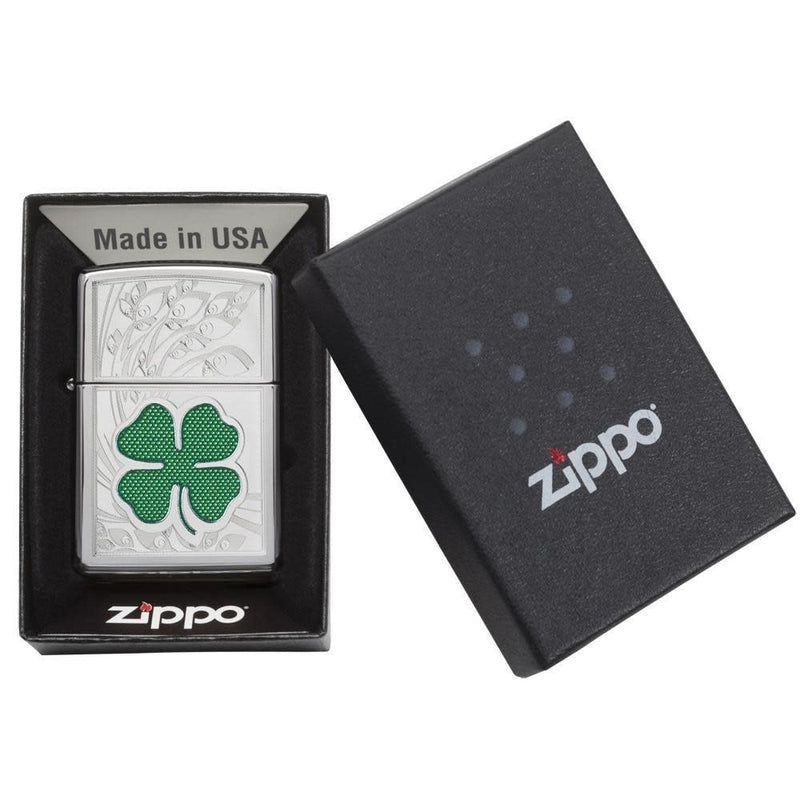 Zippo Clover High Polish Chrome Design-Optics Force