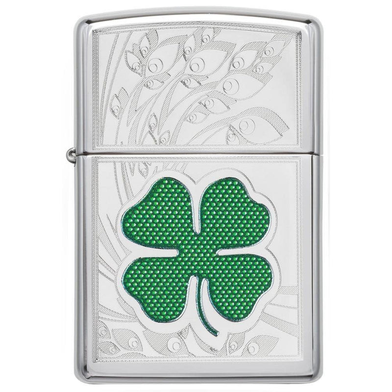 Zippo Clover High Polish Chrome Design-Optics Force