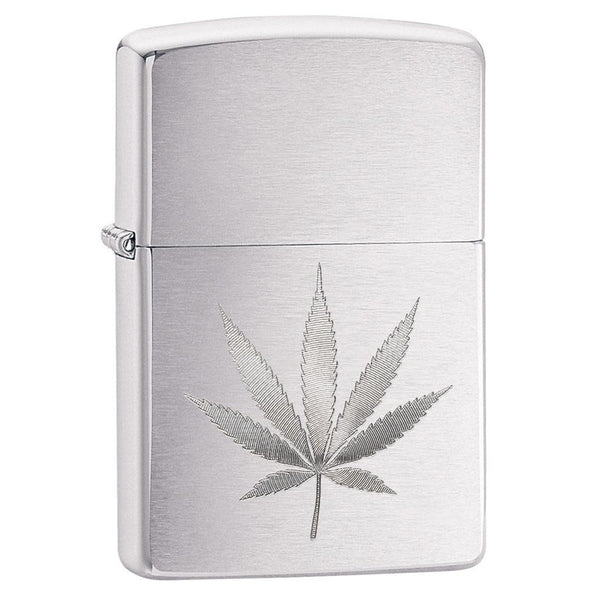 Zippo Chrome Marijuana Leaf Design-Optics Force