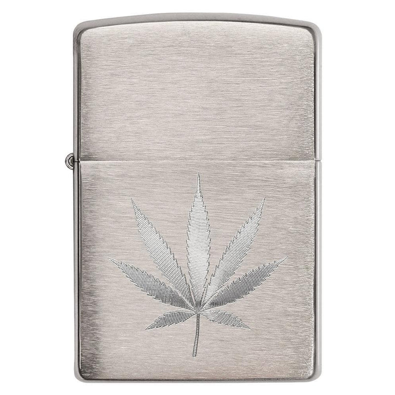 Zippo Chrome Marijuana Leaf Design-Optics Force