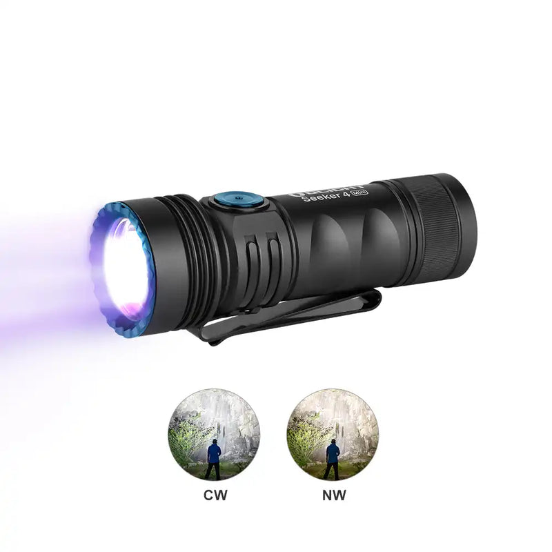 Olight Seeker 4 Mini White and UV LED Flashlight-Black-CW-Optics Force