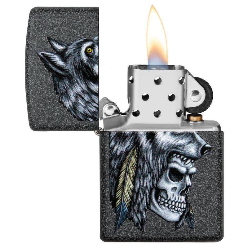 Zippo Wolf Skull Feather Design-Optics Force