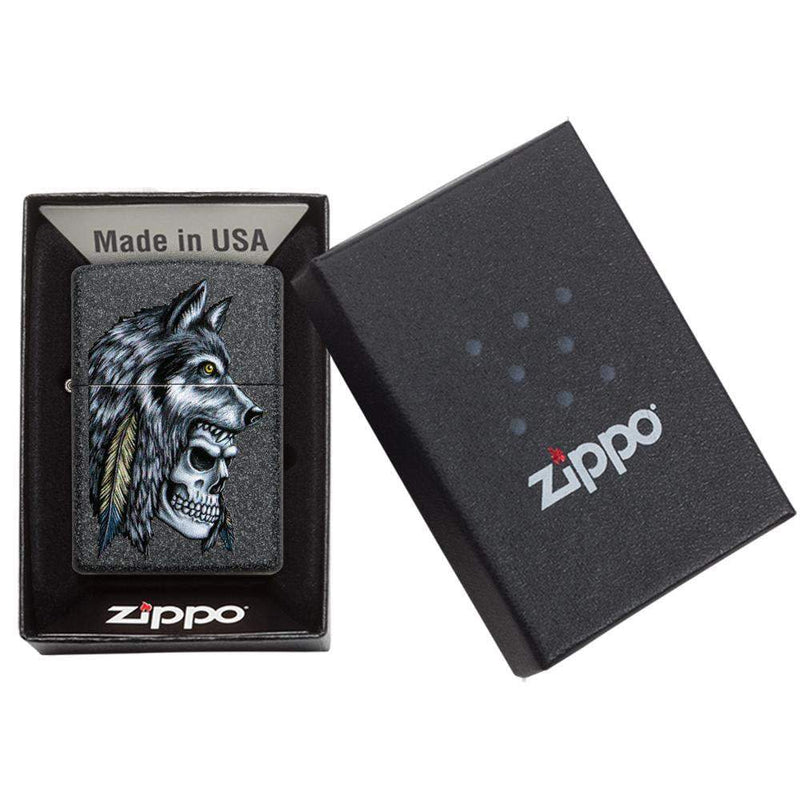 Zippo Wolf Skull Feather Design-Optics Force