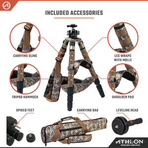 Athlon Optics Midas CF32 - Carbon Fiber Tripod (32mm tube) Ball Head (44mm) Soft sided carrying case Accessories-Optics Force