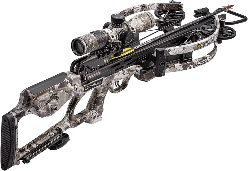 TenPoint Nitro 505 Crossbow, Veil Alpine - 505 FPS - Equipped with 100-Yard EVO-X Marksman Elite Scope + ACUslide Cocking & De-Cocking System - Reverse-Draw Design-Optics Force