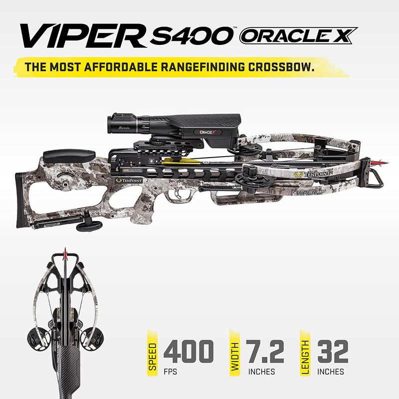 TenPoint Viper S400 Oracle X Crossbow, Veil Alpine - 400 FPS - Equipped with Burris Oracle X Rangefinding Scope + ACUslide Cocking & De-Cocking System-Optics Force